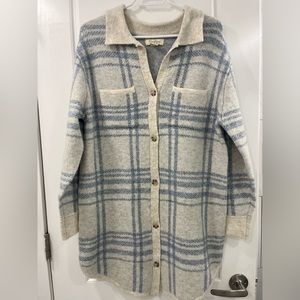 White and Blue Wool Flannel Dress